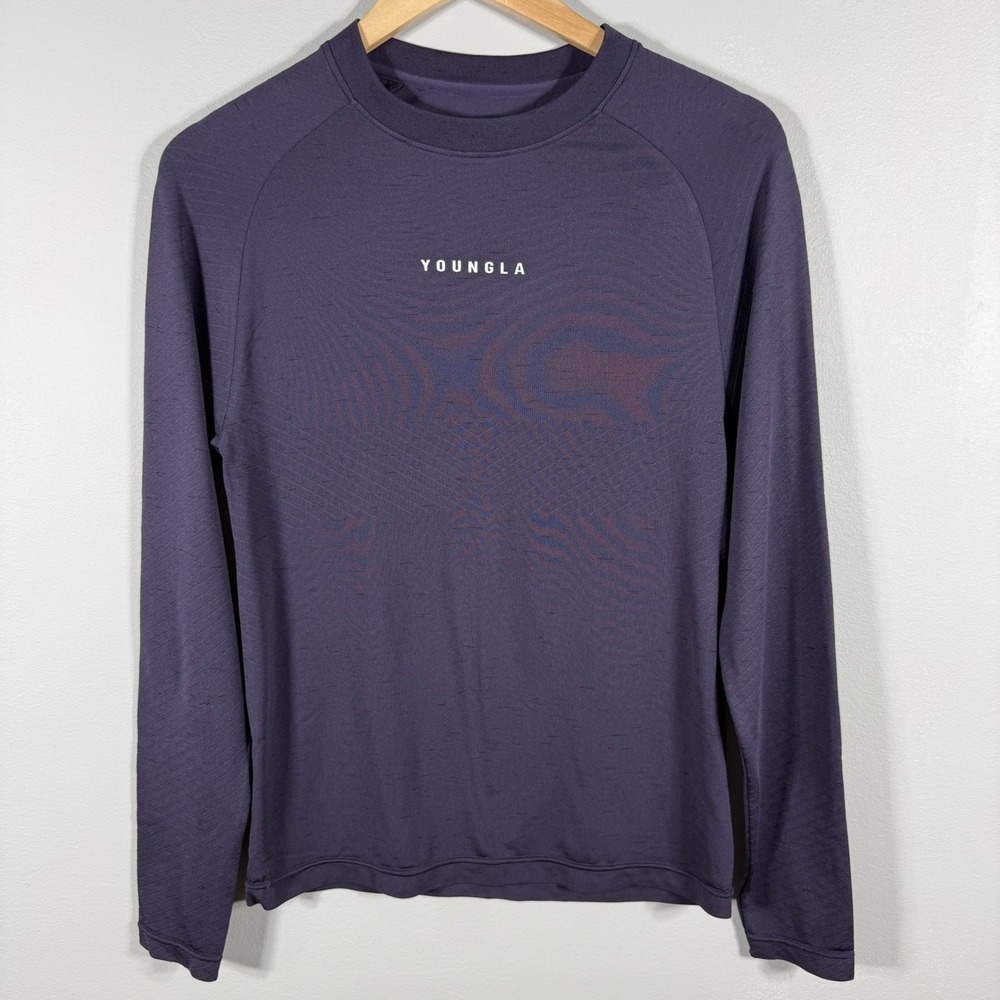 YoungLA Logo Long Sleeve Compression Shirt Purple - Size Medium